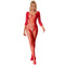 subblime 952419 bodystocking resille avec losanges manches longues rouge taille unique