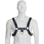 Harnais BDSM modèle Leather Body CUIR BLEU NOIR - Vignette | Adopt1toy