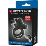 PRETTY LOVE - DOUBLE ANNEAU VIBRANT AVEC STIMULATEUR NOIR - Vignette | Adopt1toy