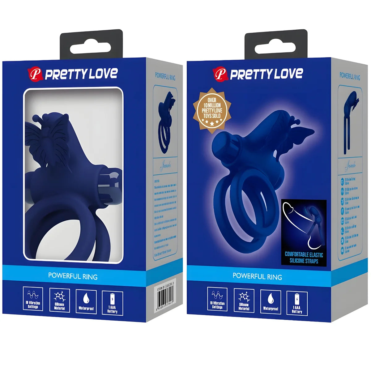 pretty love jamele double anneau avec vibration stimulateur de papillon bleu