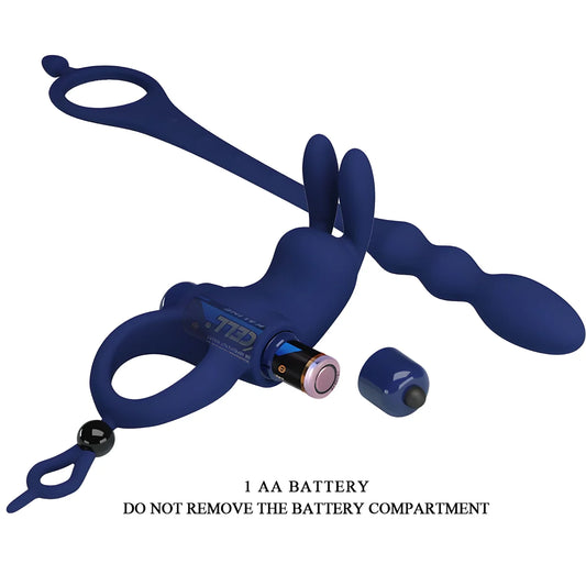 pretty love ayad anneau vibrateur lapin avec plug bleu
