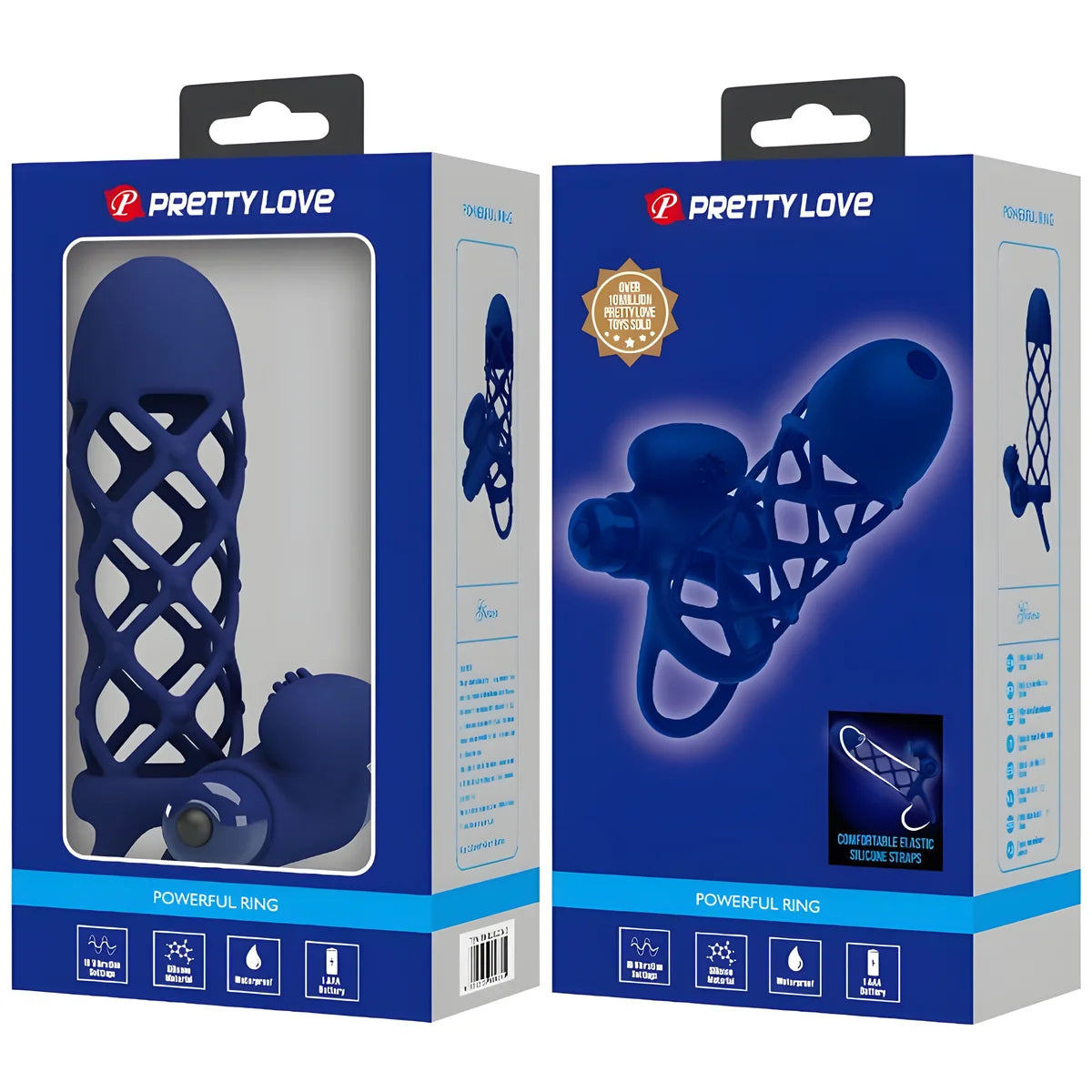 pretty love giann anneau vibrateur avec gaine en silicone bleu