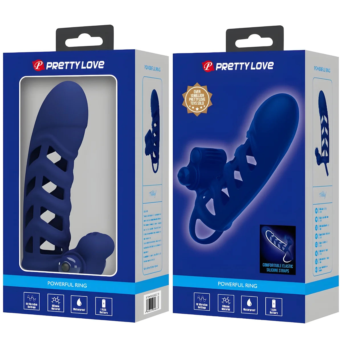 pretty love altaf anneau vibrateur avec gaine en silicone bleu