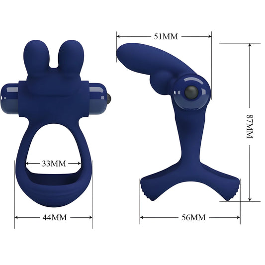 pretty love francisco double anneau vibrant lapin bleu