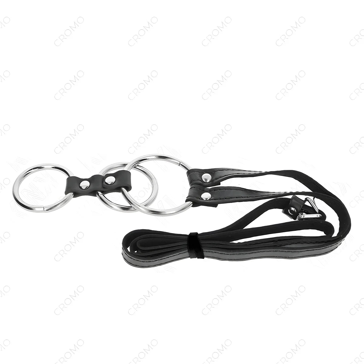 kink anneau penis triple metal 3 8 cm a 5 cm avec ceinture en cuir 112 cm