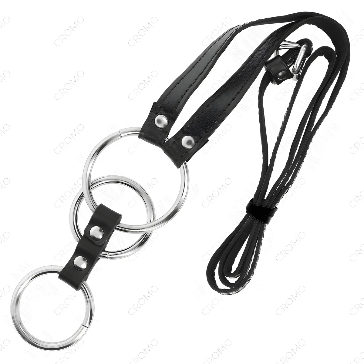 kink anneau penis triple metal 3 8 cm a 5 cm avec ceinture en cuir 112 cm