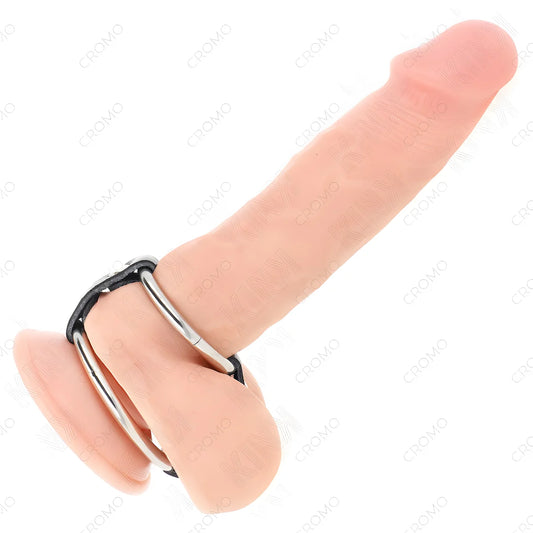 kink double anneau penis 3 8 cm a 5 cm connecte par cuir