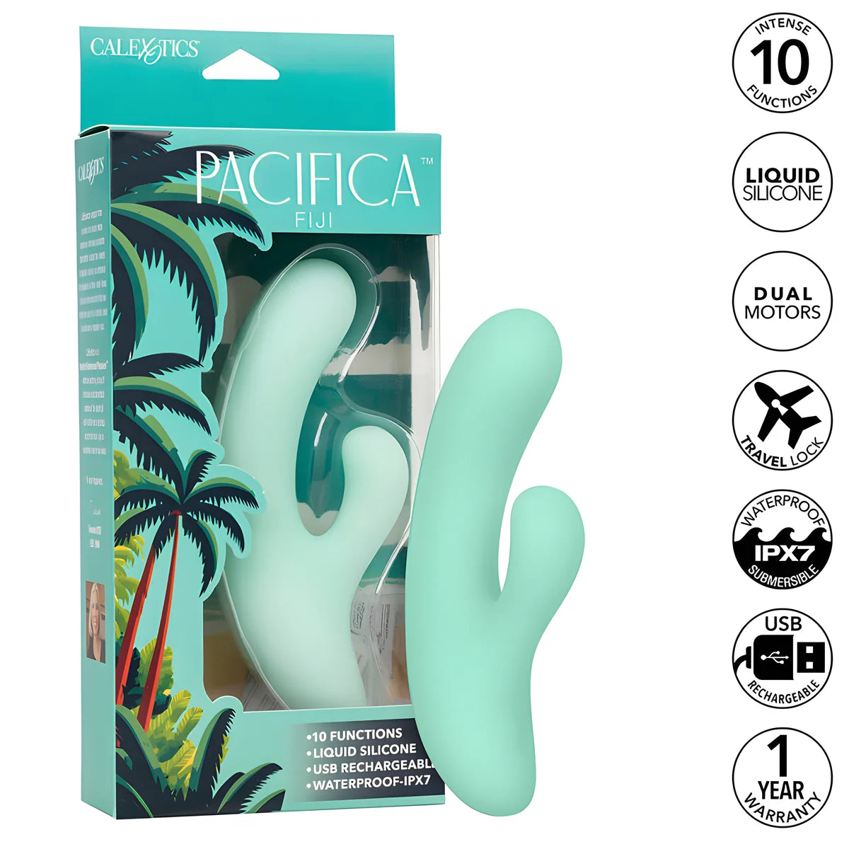 calexotics pacifica fiji vibrateur estimulateur point g 10 vibrations aqua