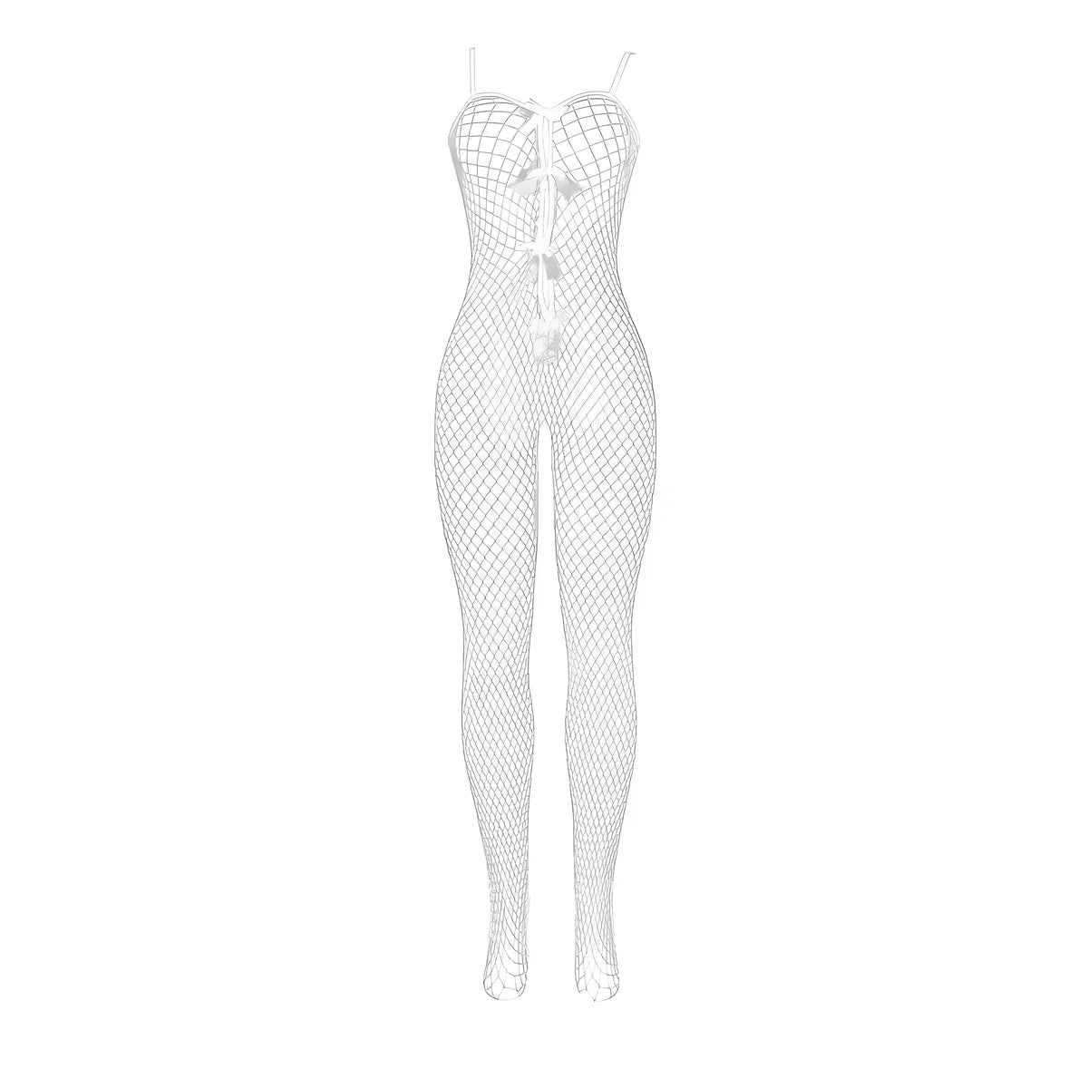 subblime 951740 bodystocking resille blanche entrejambe avec noeuds taille unique