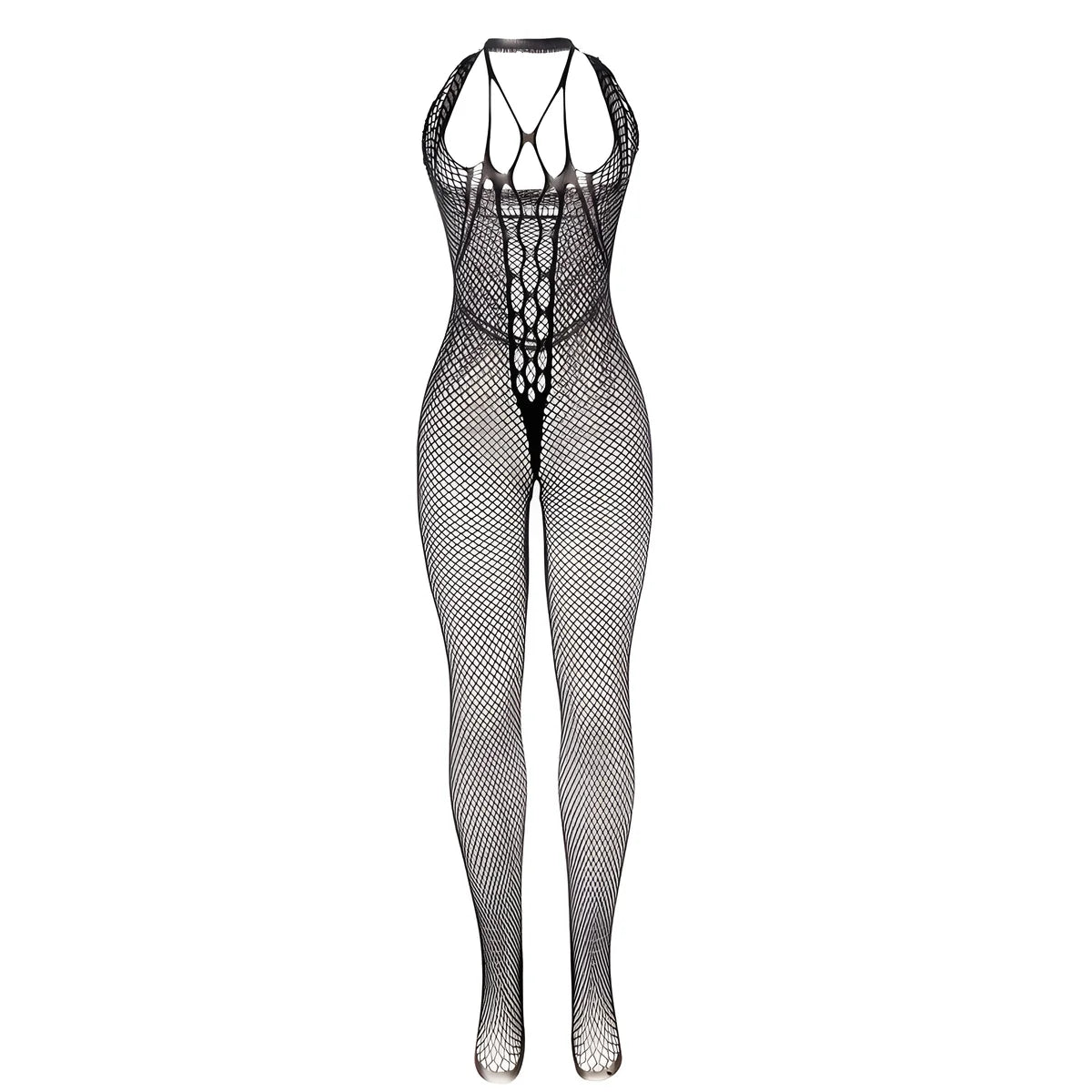 subblime 951788 bodystocking long en resille avec bretelles sur la poitrine et le dos noir taille unique