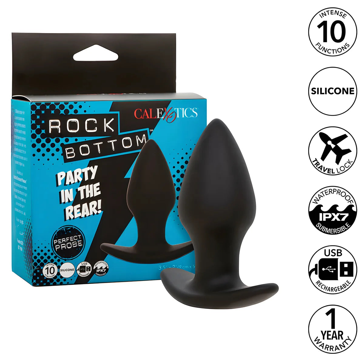 calexotics rock bottom plug anal parfait 10 vibrations silicone noir