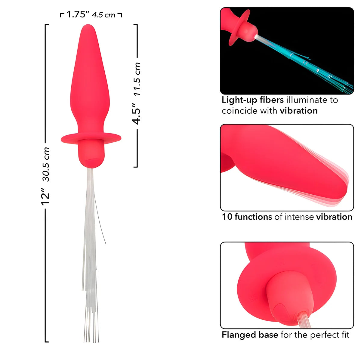 calexotics southern lights light up plug anal 10 vibrations silicone rose