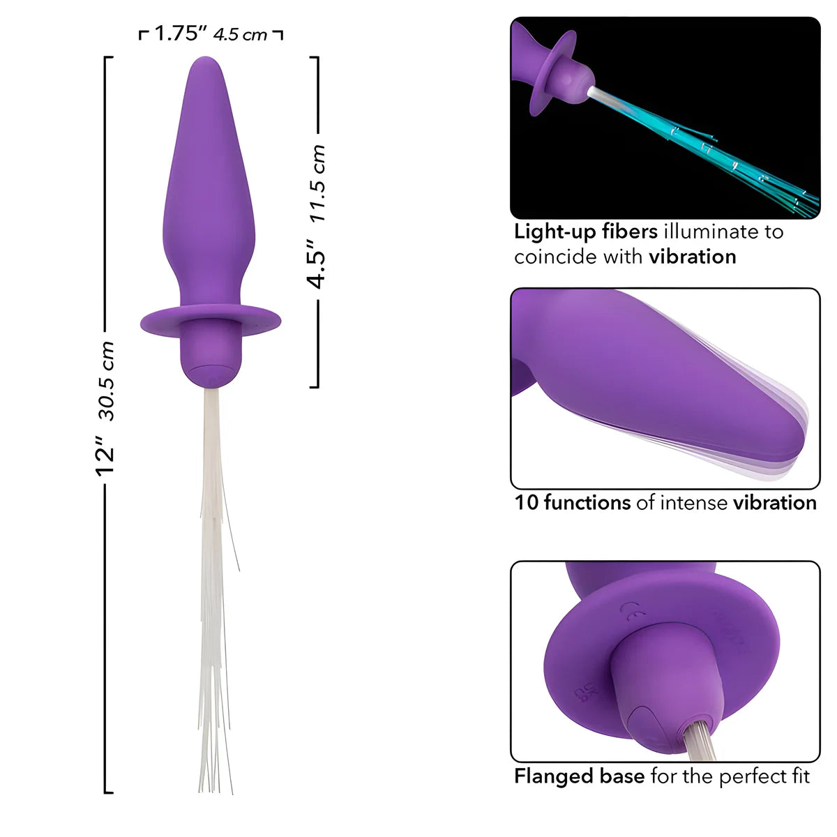calexotics southern lights light up plug anal10 vibrations silicone violet