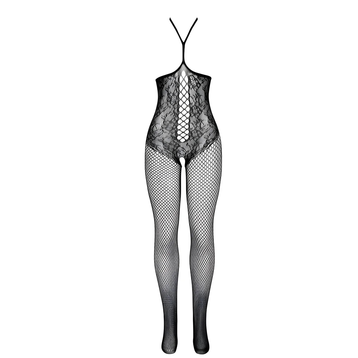 subblime 951849 bodystocking resille ouvert et col licou noir taille unique