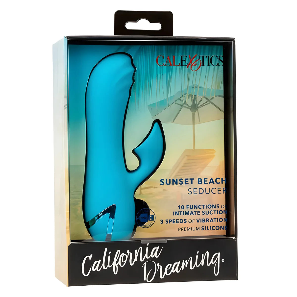 calexotics sunset beach seducer vibrateur stimulateur 10 fonctions bleu