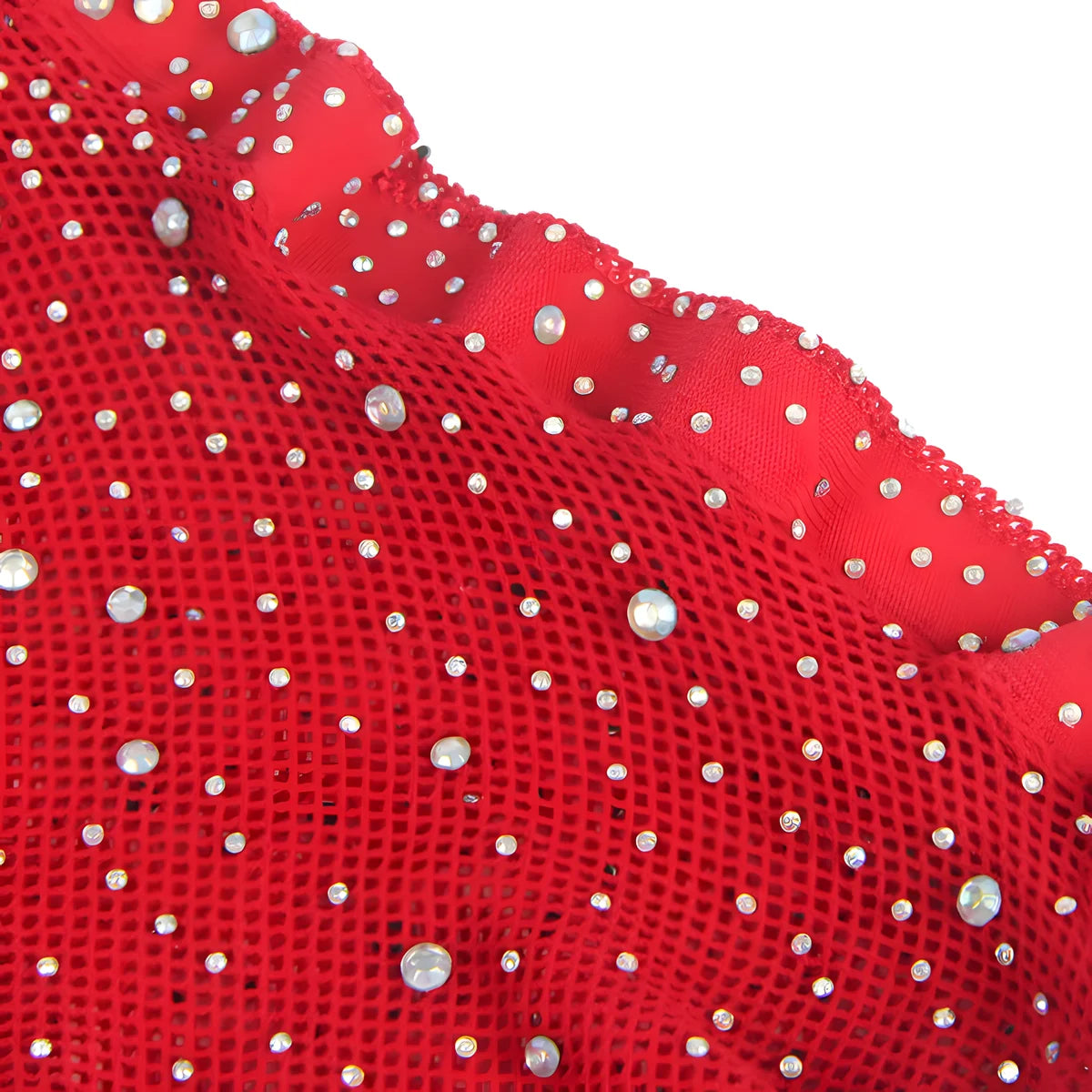 subblime 952181 bodystocking resille avec gants et diamants rouge taille unique