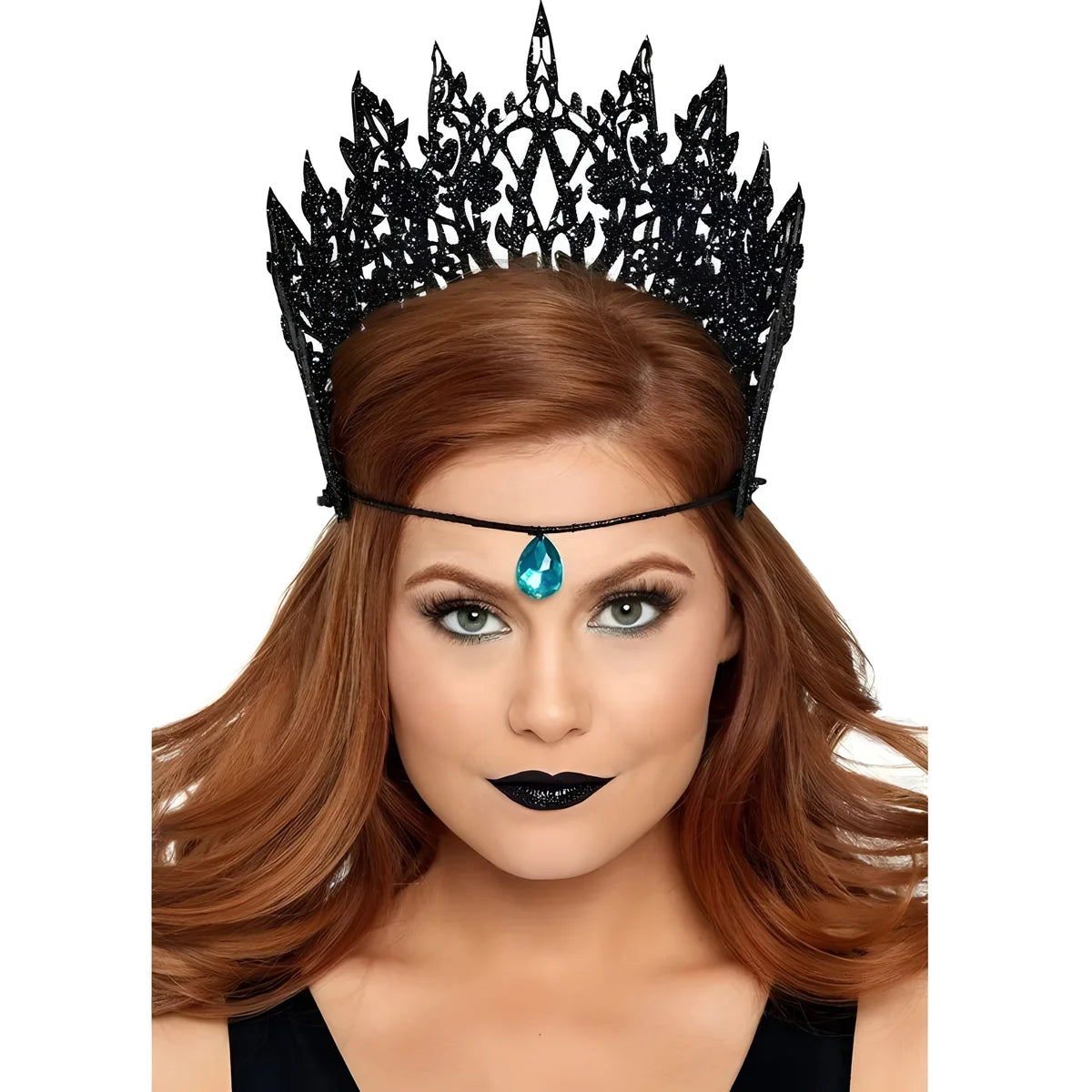 leg avenue couronne avec paillettes et bijoux noir