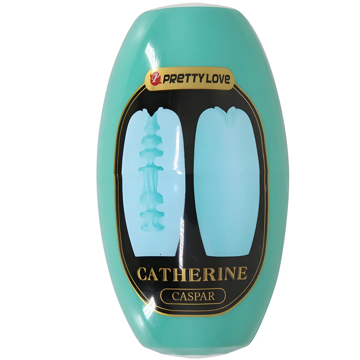 Boite Catherine Caspar verte Pretty Love, packaging illustrant la double gaine TPR texturée à entrée en pétales du masturbateur oeuf compact et discret.