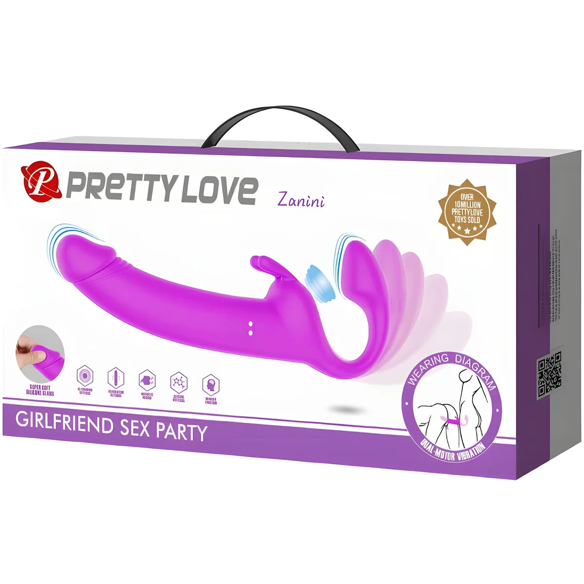 pretty love zanini strapless strap on 10 vibrations violet