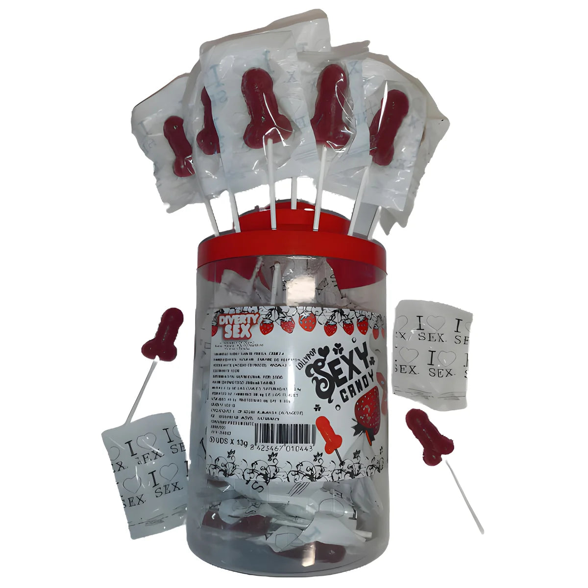 diablo picante 50 sucettes penis aux fraise et aux cerises 50 unites