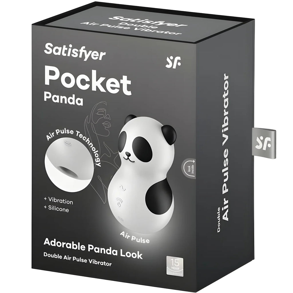 satisfyer pocket panda stimulateur vibrateur noir et blanc
