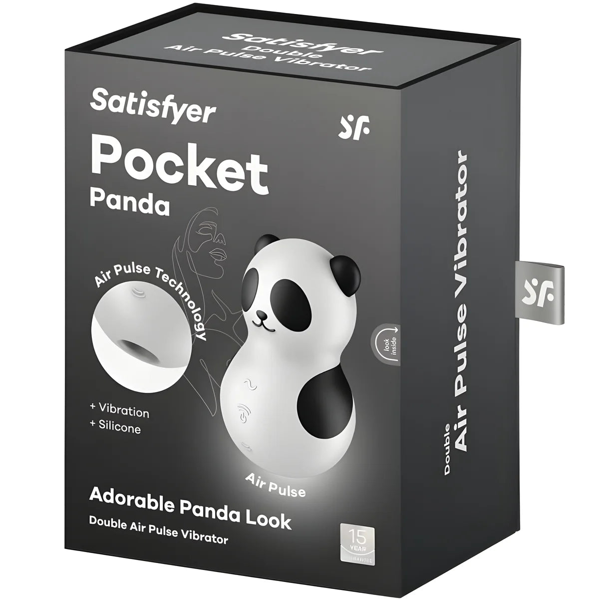 satisfyer pocket panda stimulateur vibrateur noir et blanc