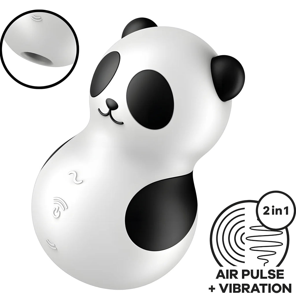 satisfyer pocket panda stimulateur vibrateur noir et blanc