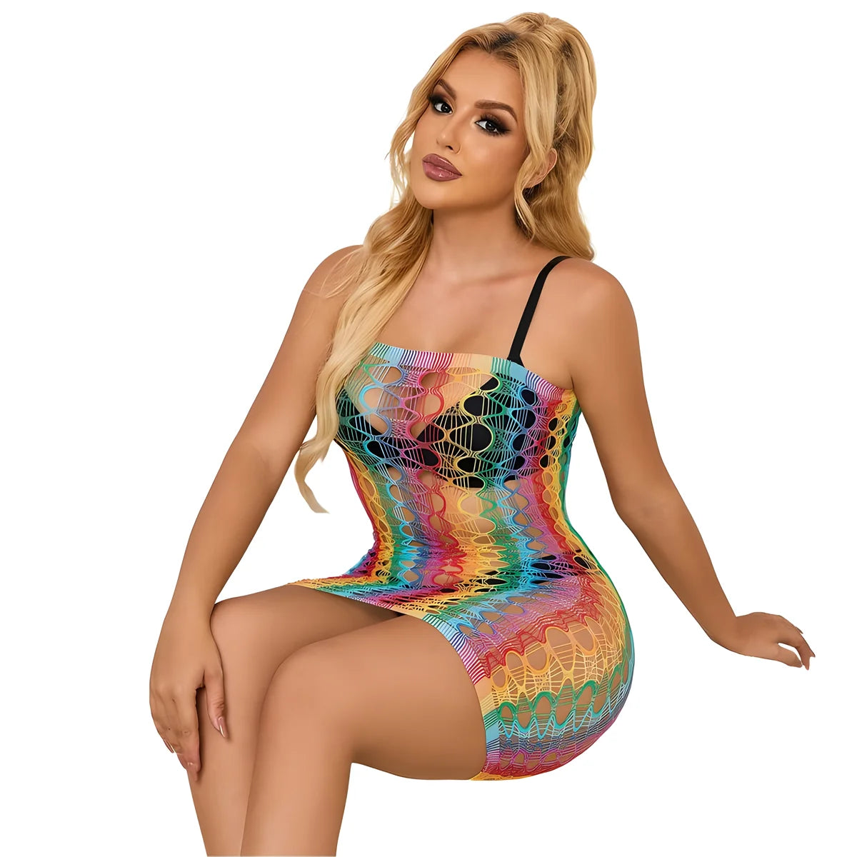 subblime 952365 robe reseille epaules nues arc en ciel taille unique