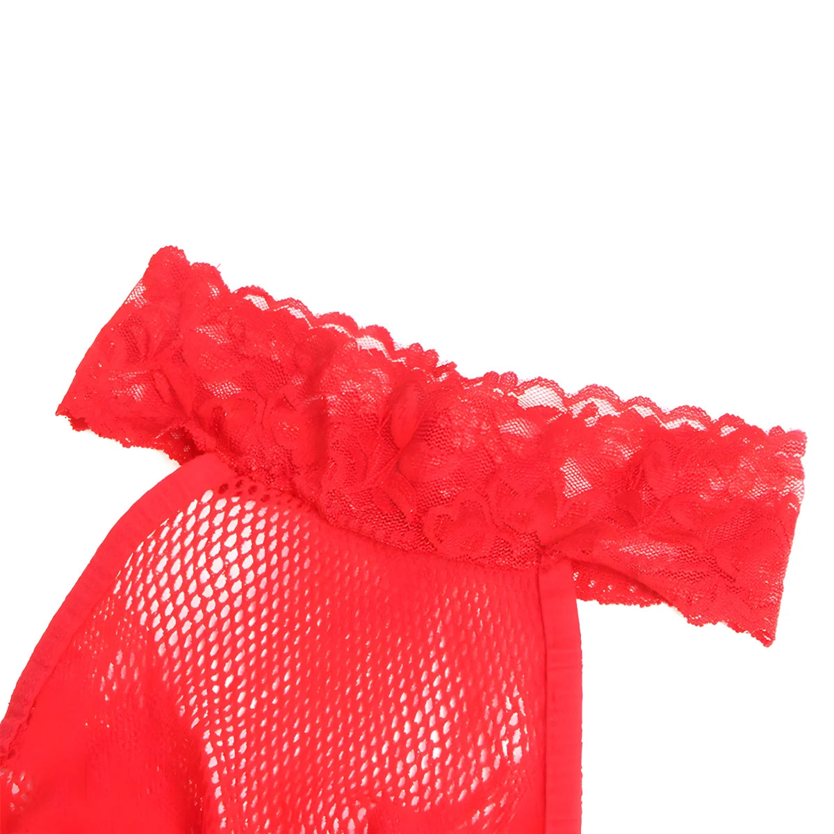 subblime 952372 bodystocking resille et dentelle sans fourrure col montant rouge taille unique