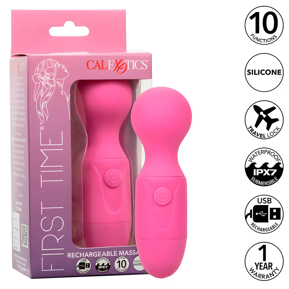 calexotics first time masseur rechargeable 10 vibrations rose