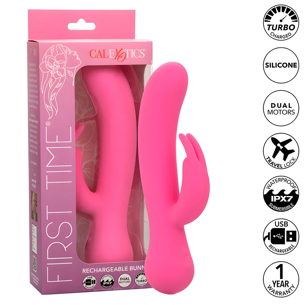 calexotics first time vibrateur lapin rechargeable rose