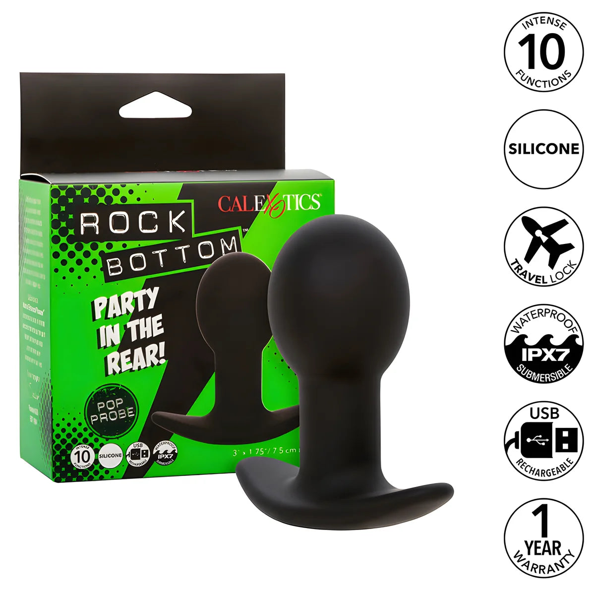 calexotics rock bottom plug anal 10 vibrations silicone noir