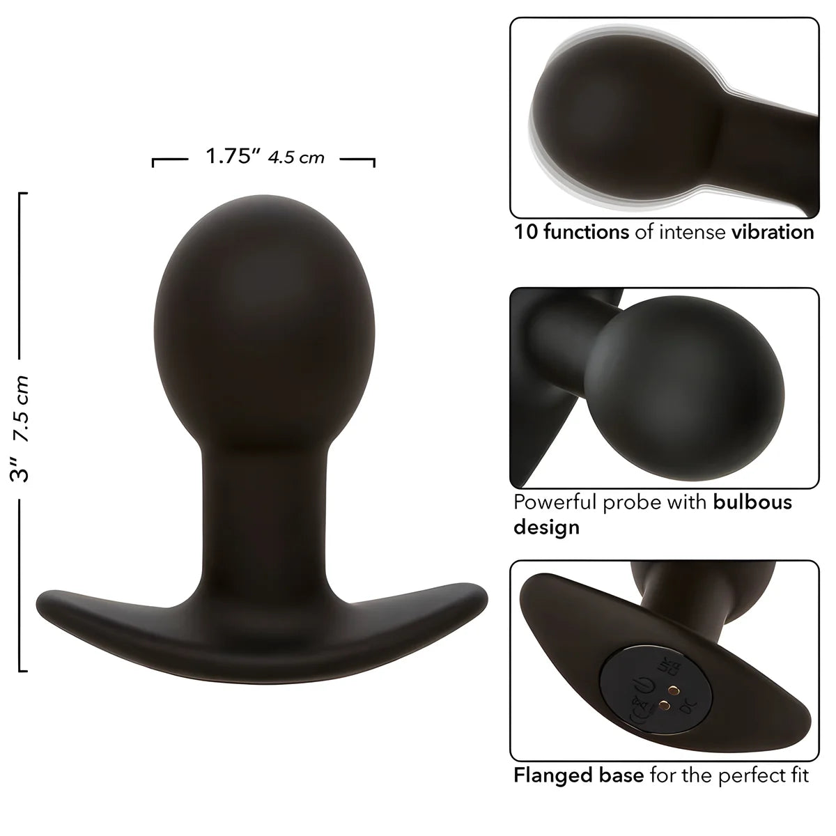calexotics rock bottom plug anal 10 vibrations silicone noir