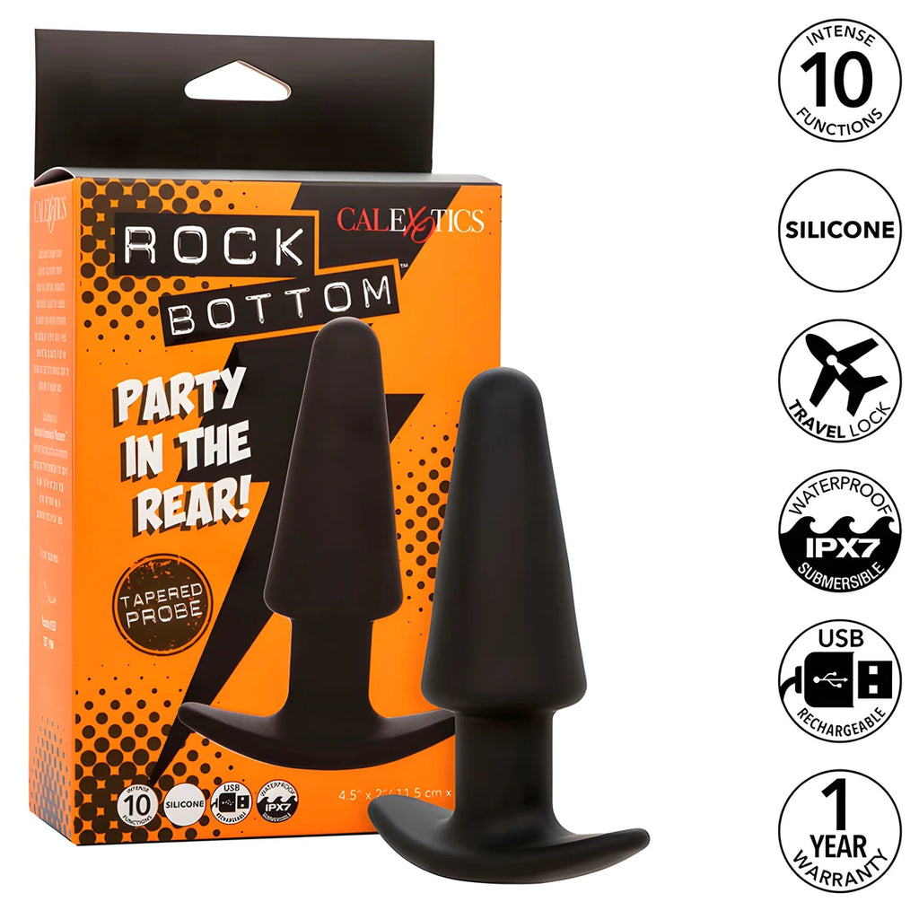 calexotics rock bottom tapered anal plug 10 vibrations silicone noir