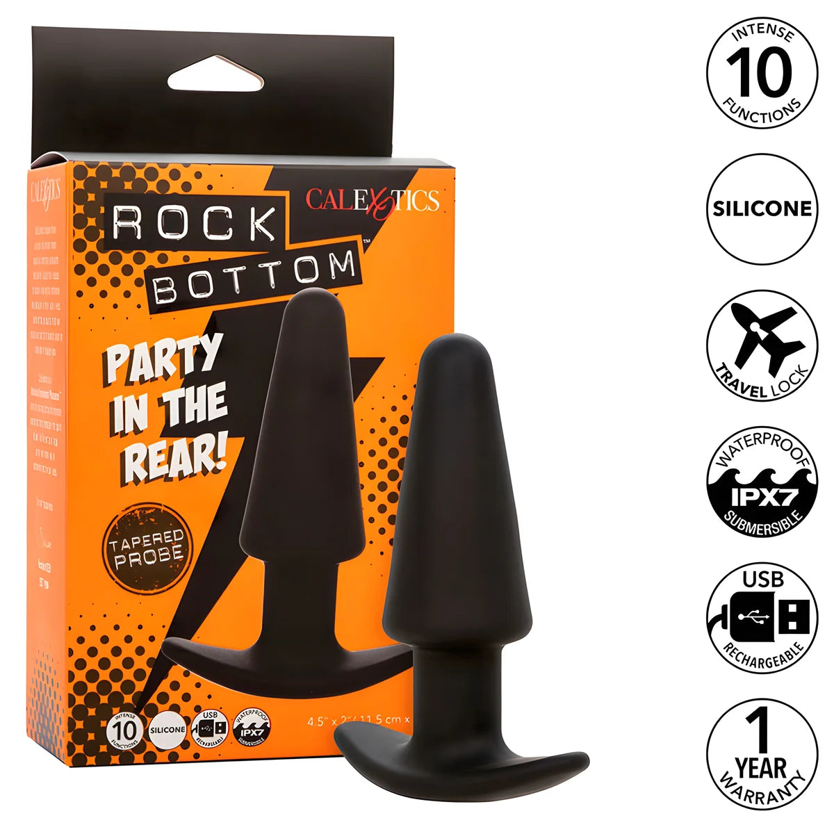 calexotics rock bottom tapered anal plug 10 vibrations silicone noir