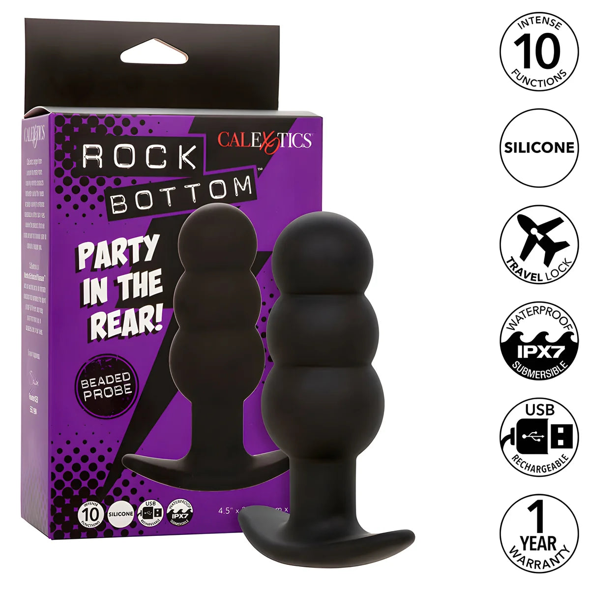 calexotics rock bottom plug anal perle 10 vibrations silicone noir