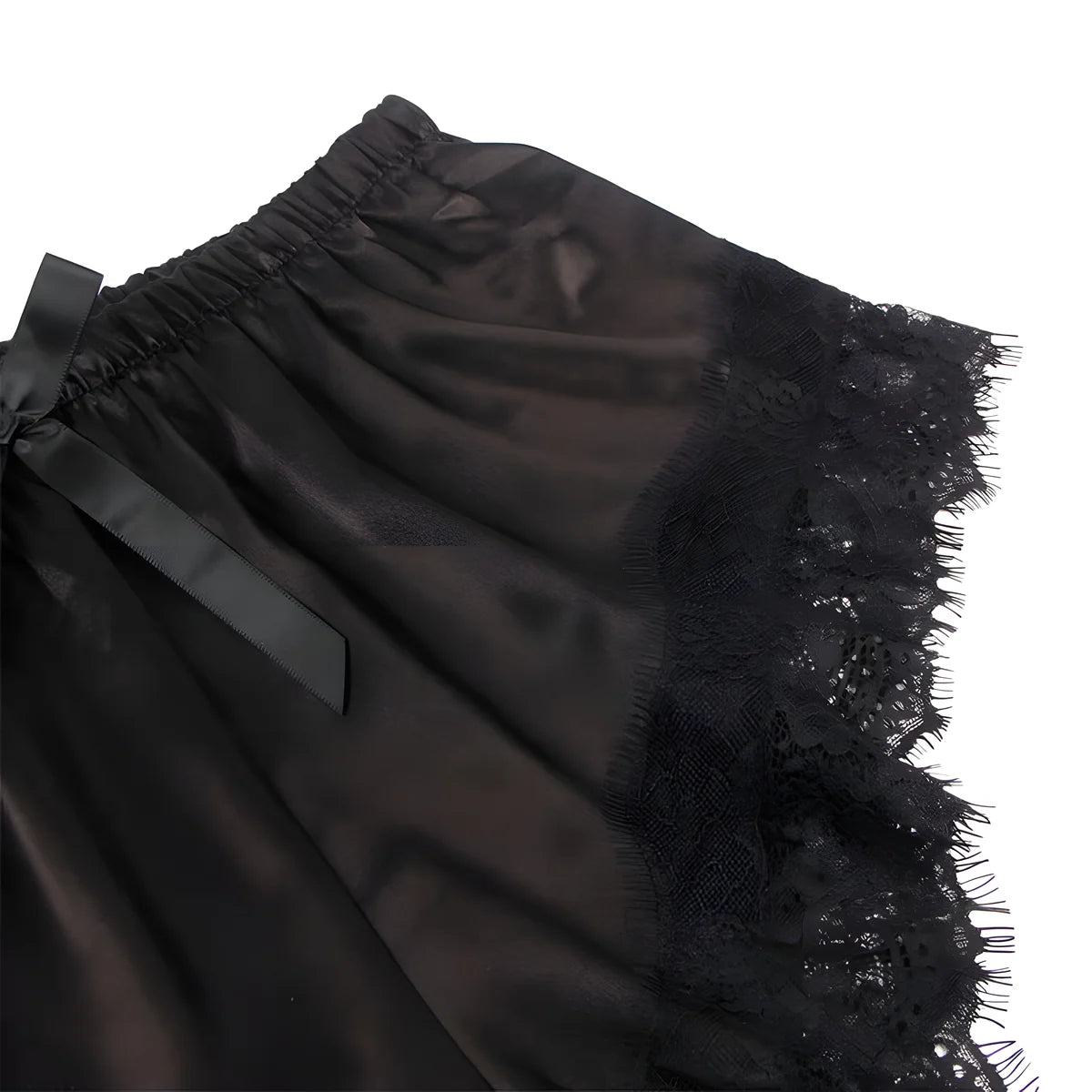 subblime 953935 chemise de nuit decontractee en soie pantalon en dentelle noir s m