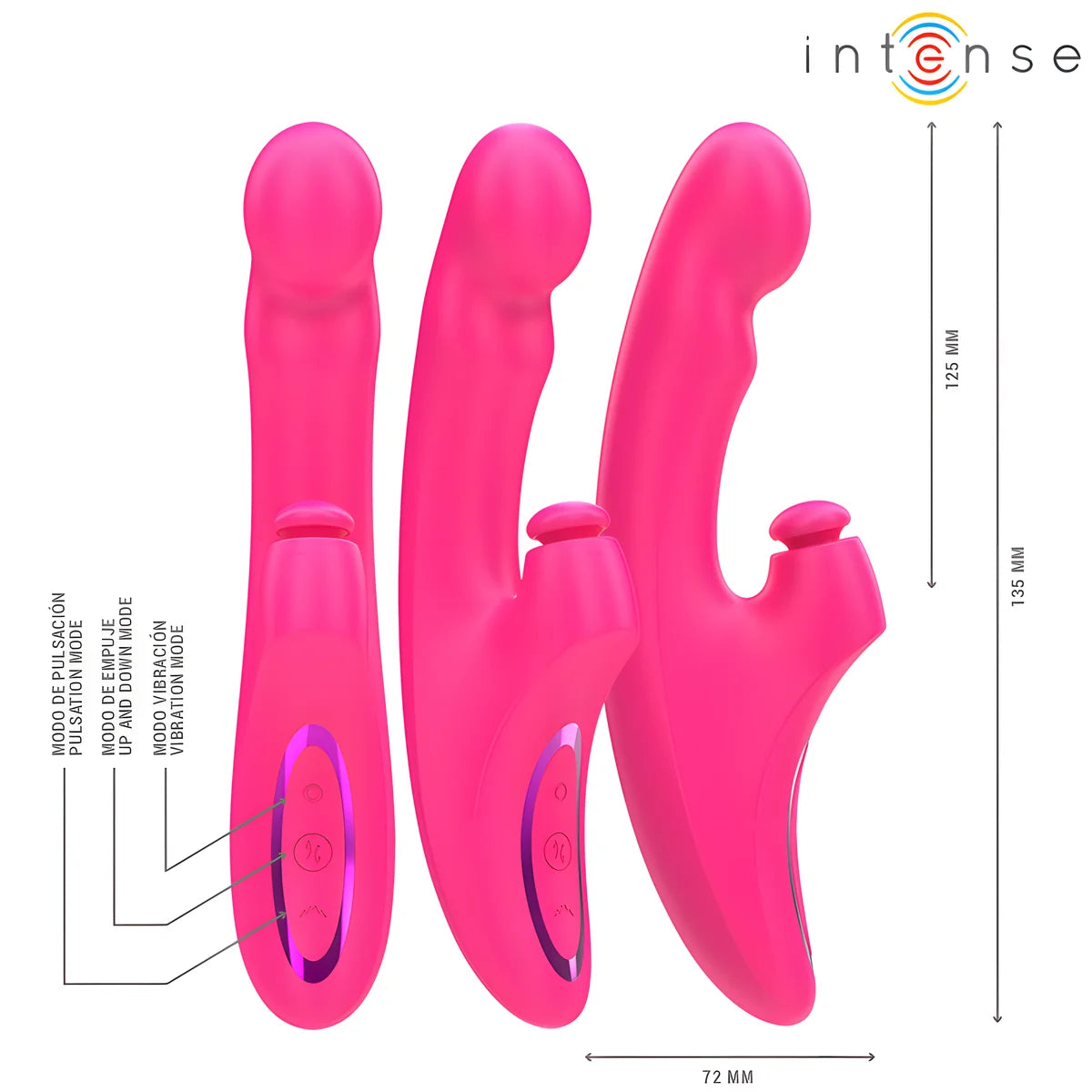 intense emi vibrateur 13 5 cm multifonction 3 en 1 10 vibrations rose