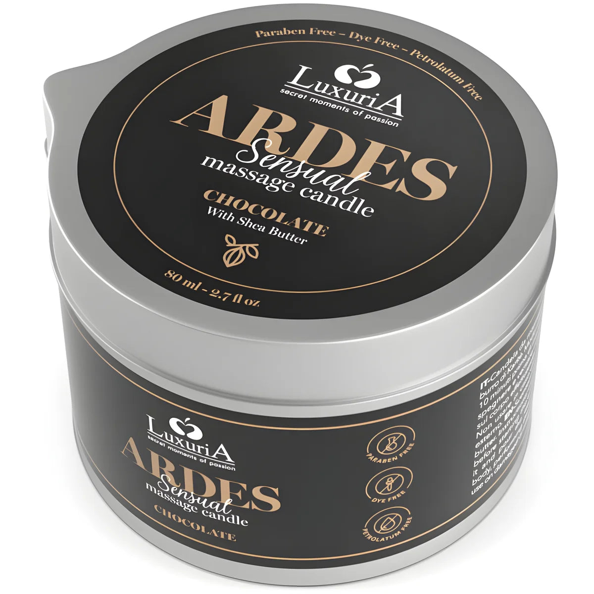 intimateline luxuria bougie de massage au chocolat