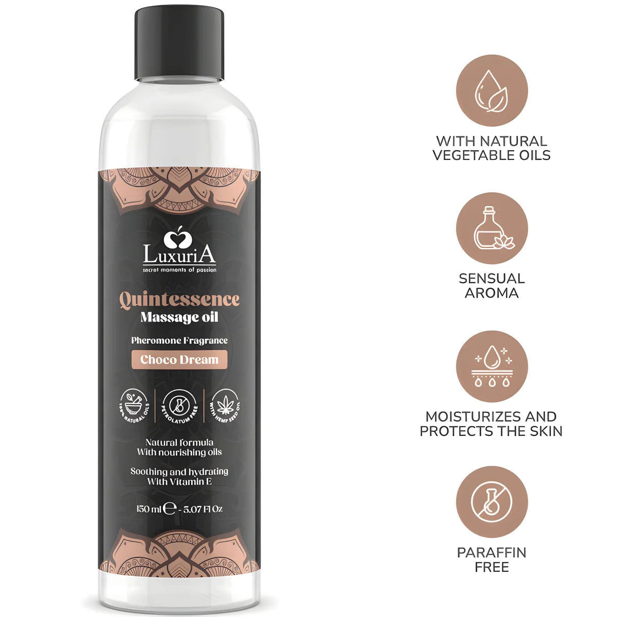 intimateline luxuria huile de massage chocolat 150 ml