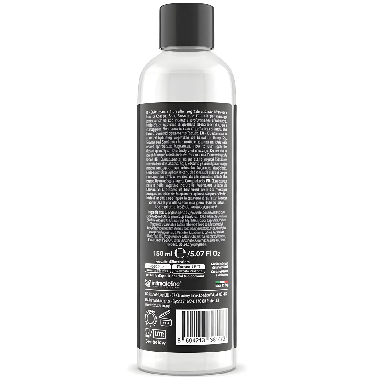 intimateline luxuria huile de massage baies 150 ml