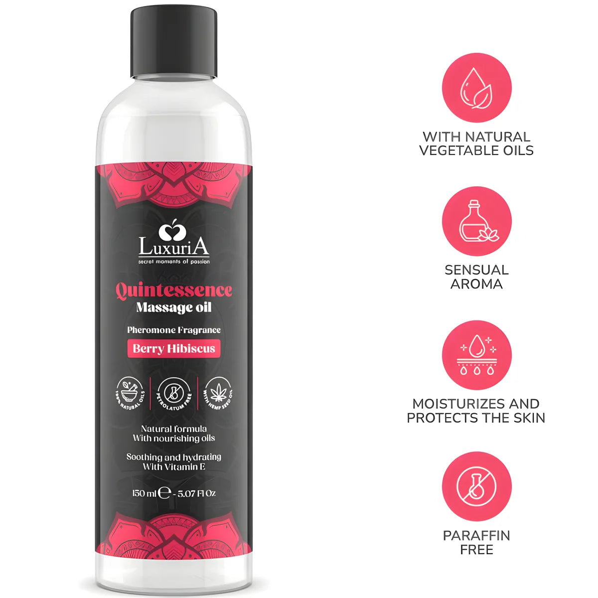 intimateline luxuria huile de massage baies 150 ml