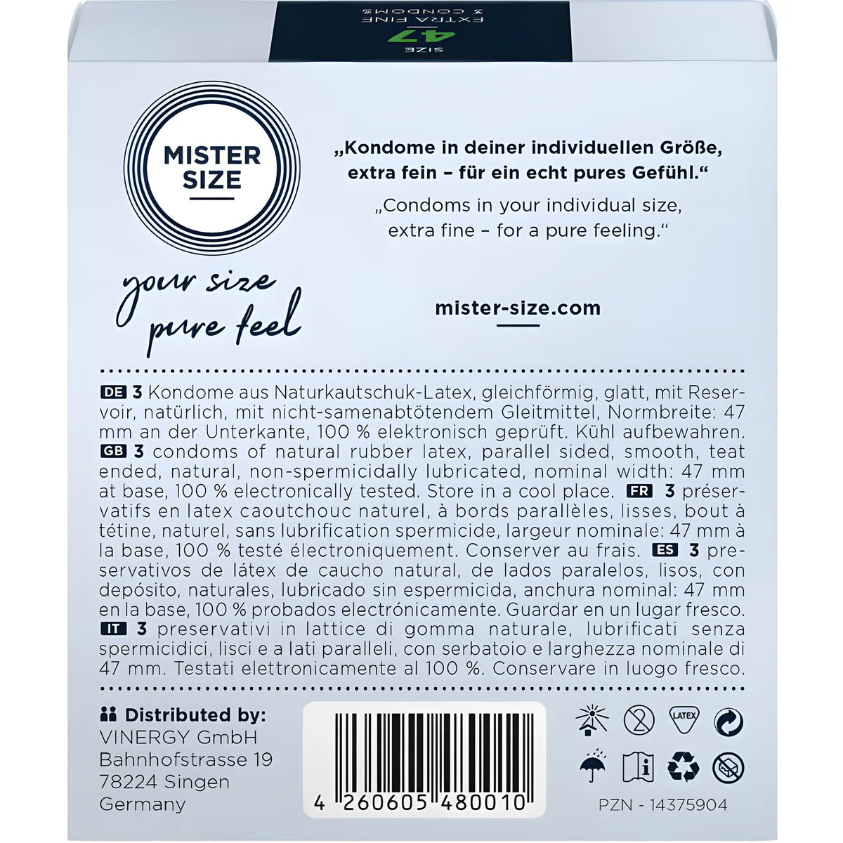 mister size preservatifs taille xs 47 mm 3 unites