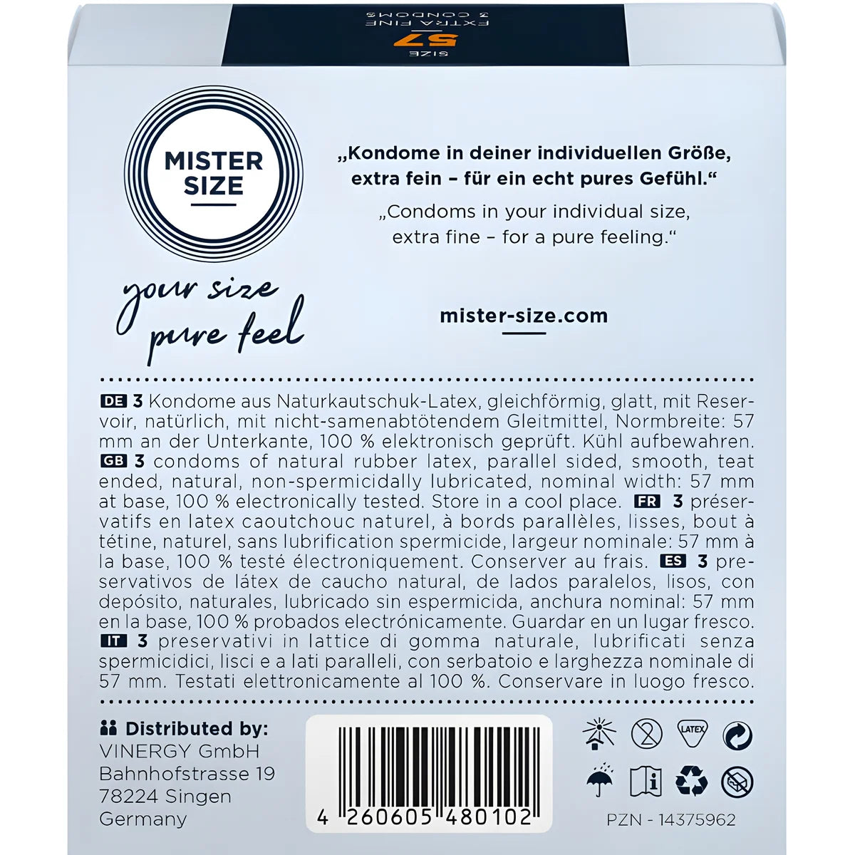 mister size preservatif taille l 57 mm 3 unites