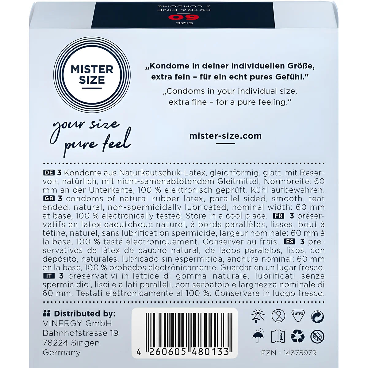 mister size preservatif taille xl 60 mm 3 unites