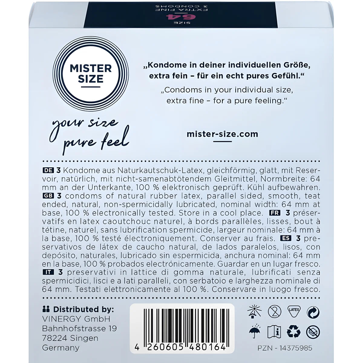 mister size preservatifs taille xxl 64 mm 3 unites