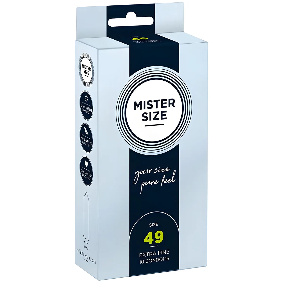 mister size preservatif taille s 49 mm 10 unites