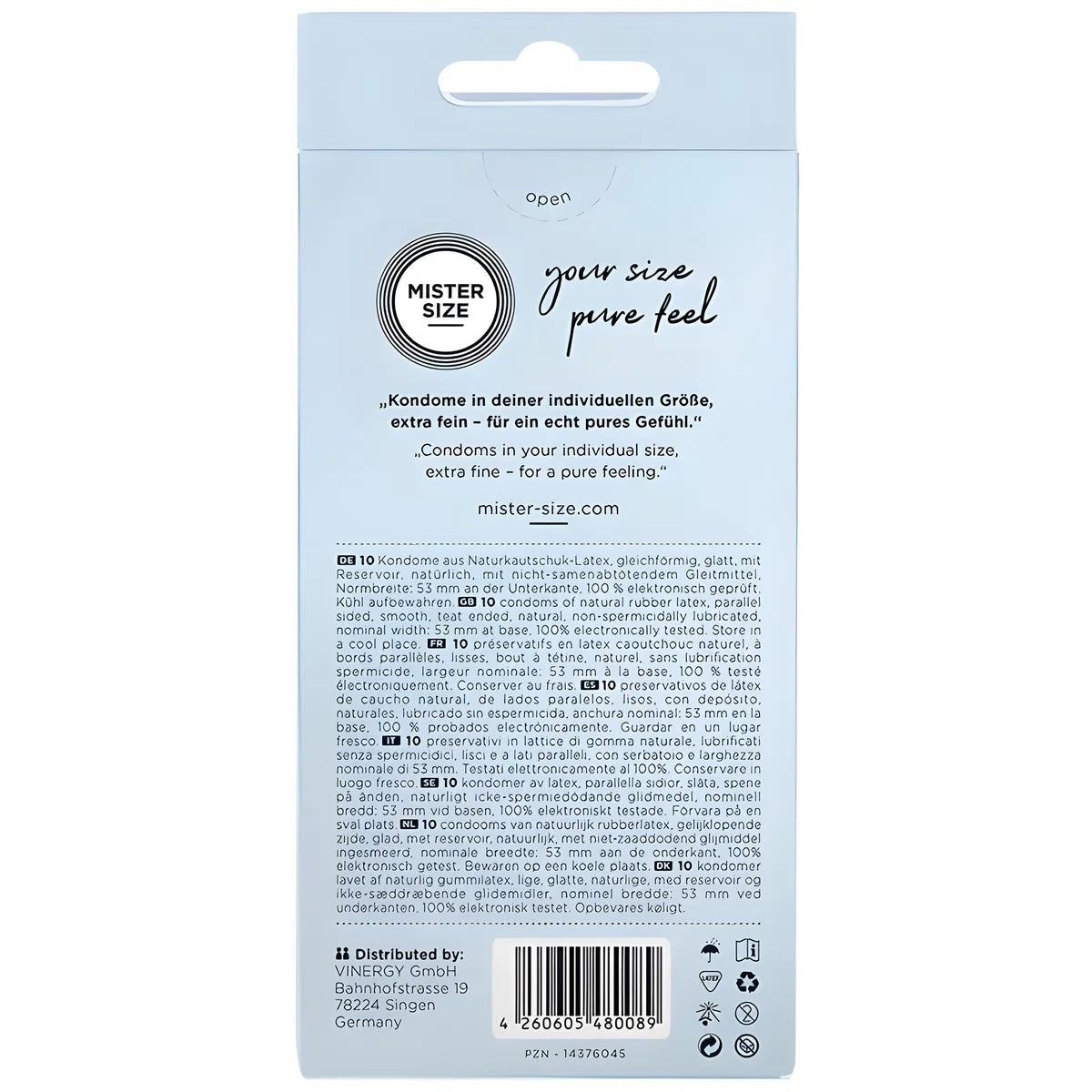 mister size preservatif taille m 53 mm 10 unites