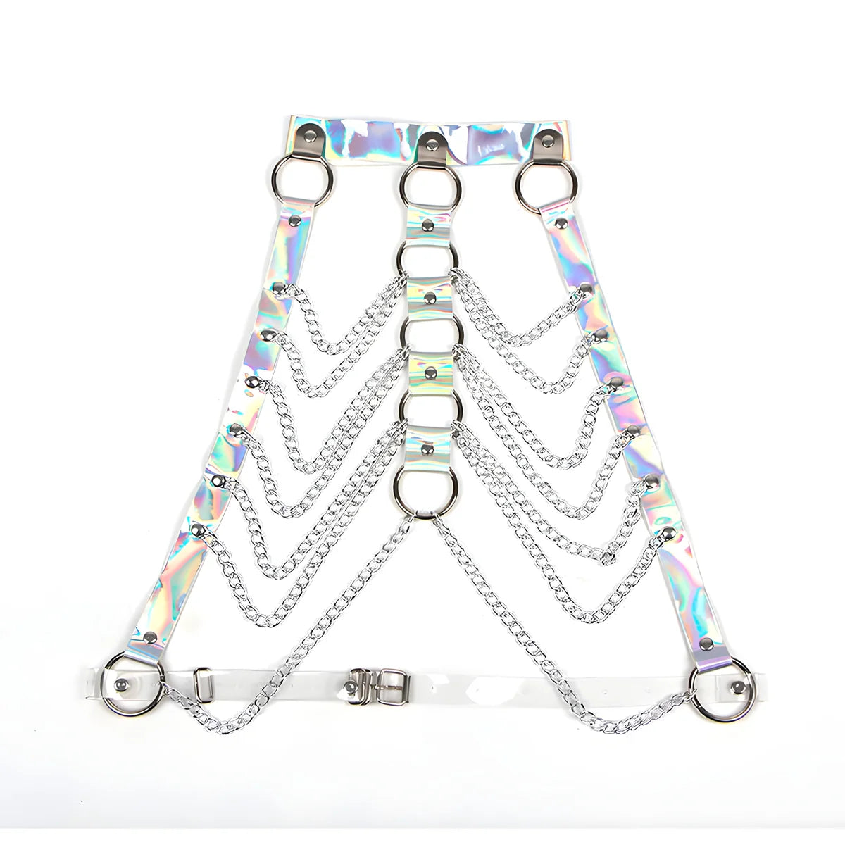 subblime 953737 harnais de poitrine avec anneaux et chaines argent taille unique