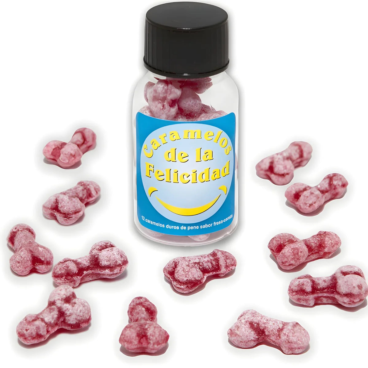 diablo picante pot de 12 bonbons happy penis aux fraise cerise